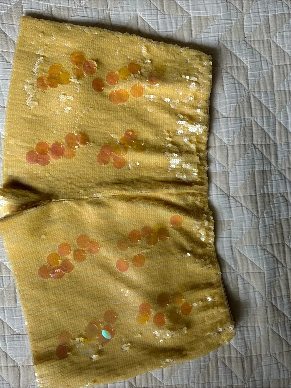 Guzio Women's Yellow Sequin Shorts - Picture 3 of 7